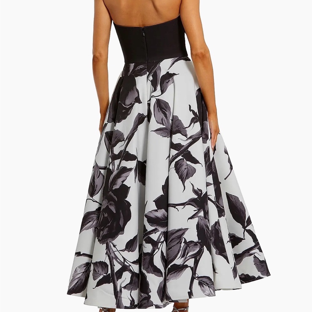 Mac Duggal Strapless Floral Bow Midi Dress Size 8 NWT - Picture 2 of 3